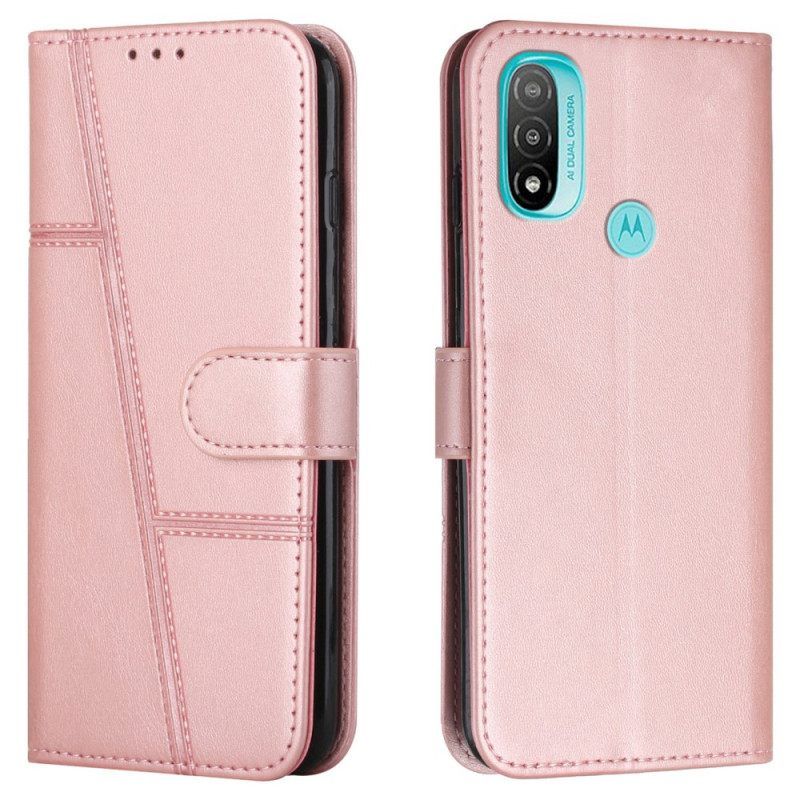 Κάλυμμα Moto E40 / E30 / E20 με κορδονι Strappy Geo Leather Effect